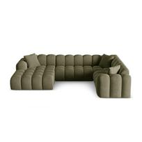 Žalios spalvos iš šenilinio audinio kampinė sofa (su dešiniuoju kampu/„U“ formos) Treno – Cosmopolitan Design