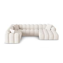 Kreminės spalvos iš šenilinio audinio kampinė sofa (su kairiuoju kampu/„U“ formos) Treno – Cosmopolitan Design