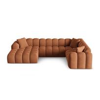 Terakotos spalvos iš šenilinio audinio kampinė sofa (su dešiniuoju kampu/„U“ formos) Treno – Cosmopolitan Design