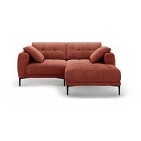 Raudonos plytų spalvos kampinė sofa (su dešiniuoju kampu/su gultu) Bemy – Micadoni