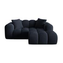 Tamsiai mėlynos spalvos iš šenilinio audinio kampinė sofa (su dešiniuoju kampu/su gultu) Treno – Cosmopolitan Design
