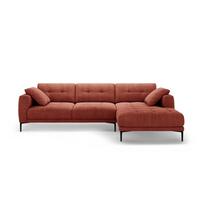 Raudonos plytų spalvos kampinė sofa (su dešiniuoju kampu/su gultu) Bemy – Micadoni