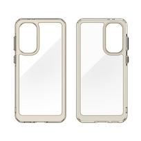 Išorinės erdvės dėklas Samsung Galaxy A36 telefonui su lanksčiu rėmu - pusiau skaidrus, juodas