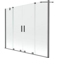 Mexen Velar Dvigubas vonios dušo ekranas, 2 durų, stumdomas 180 x 150 cm, skaidrus, ginklų spalvos - 896-180-000-02-95