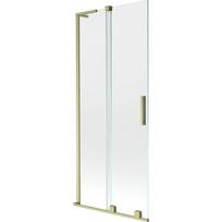 Mexen Velar L dviejų dalių, skaidri, šlifuoto aukso spalvos vonios užuolaida 85 x 150 cm - 896-085-003-01-55
