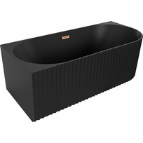 Mexen Gia laisvai stovinti kampinė rifliuota kairė vonia 150 x 75 cm, juoda matinė, vario perpylimas - 52701507571L-65