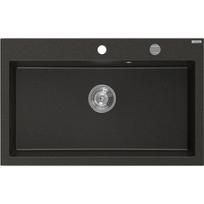 Mexen Elix vienos kameros granito kriauklė 800 x 500 mm, juoda/auksinė metalo, chromas sifonas - 6527801005-75
