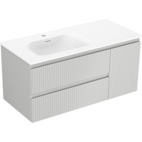 Mexen Rivel vonios spintelė 100 cm su Vela kairiojo šono praustuvu, 2S, 1D, grioveliais, pilkos matinės/baltos matinės