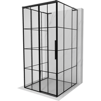 Mexen Rox-3S L 3 sienelių stumdomas kairysis dušo kabinas 110 x 110 cm, juoda grotelė, juodas - 8C2L-110-110-70-77-3S-L