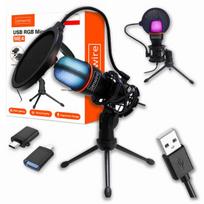 Studijinis kondensatorinis mikrofonas RGB USB-C Zenwire ME4
