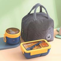 Bento Box Set, Square Lunch Box With Compartments, Leak-proof 3 Lunch Boxes For Kids And Adults One Size mėlyna
