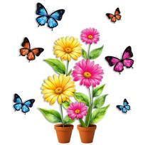Removable Flower Butterfly Wall Sticker Self Adhesive Decoration for Bedroom Living Room Home Decor 60x90cm įvairiaspalvis