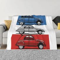 Citro_n 2CV raudona, balta ir mėlyna pledas Minkštas pledas Pūkuotas ilgaplaukis pledas Dizainerio pledai pledai žiemai# 75X95CM pilka spalva
