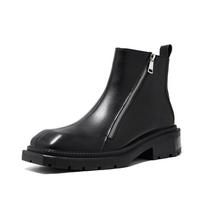 Classic Men's Boots Diagonal Side Zipper Ankle Boots High Quality Casual Leather Boot Oxford Chelsea Boots Mens High Top Booties 38 juoda