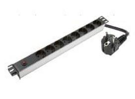 Maitinimo panelė 19\'\' spintai LK-BL-G10O08/P (8x240V Schuko, be jungiklio, su 10A/16A apsauga, 1.8m)