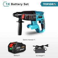 YOFIDRA 26MM bešepetis elektrinis gręžtuvas su šepetėliu, daugiafunkcis sukamasis akumuliatorinis įkraunamas elektrinis įrankis, skirtas Makita 18V baterijai 1xBattery-EU plug