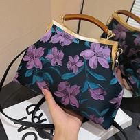 Vintage Designer Women Chain Shoulder Bags Clutch Crossbody Bags Wedding Lock Shell Clip Designer Purple Yellow Flower Handbags KTY geltona