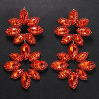 Exaggerated Rhinestone Earrings, Fashionable and Luxurious High-end Flower-shaped Rhinestone Shiny Stud Earrings Jewelry gold-plated (width 5cm)
