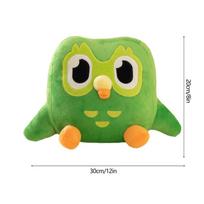 Mielas žalias Duolingo pelėdos pliušinis žaislas, pliušinė figūrėlė Duo pelėda, animacinis-anime pelėdos lėlė, minkštas pliušinis žaislas, vaikų gimtadienio dovana 20x30cm