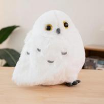 Baltasis Pelėdas Gyvūnai Pliušiniai Žaislai Snieguotas Kreivagalvis Paukštis Kimštas Imitacinis Modelis Gyvūno Dekoracija Gimtadienio Dovana 30X20X20cm balta