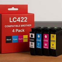 4 Suderinamų Brother LC422XL kasetės pakuotė spausdintuvams MFC J5340DW, J5345DW, J5740DW, J6540DW, J6940DW