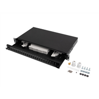 LANBERG 19" 1U Rackmount Fiber Patch Panel, 24xSC Simplex/24xLC Duplex, Black with Accessories | FOP1-24SS-LDB
