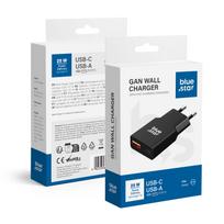 Travel charger Blue Star Slim GaN 1x Type C + 1x USB A PD QC4.0 3A 25W black