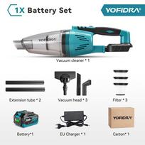 YOFIDRA 1500W Elektrinis Belaidis Dulkių Siurblys Nešiojamas Įkraunamas Buitinis Valymo Elektrinis Įrankis Skirtas Makita 18V Akumuliatoriaus Jungčiai 1xBattety-EU Plug