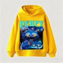 Vaikiški korėjietiški bangų mados laisvalaikio viršūnės KPop demonų medžiotojas Rumi Derpy animacinių filmukų mergaičių berniukiški megztiniai su gobtuvu karo vaikų apranga GIF 110