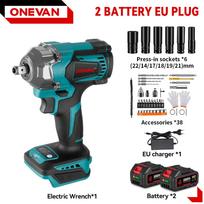 ONEVAN 1200 N.m bešepetėlinis elektrinis smūginis veržliasūkis 1/2'' belaidis 3 funkcijų elektrinis atsuktuvas gręžtuvas įrankis Makita 18V baterijai 2Battery-44pcs Set