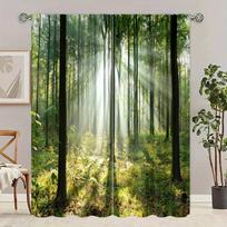 2 pieces - Forest print curtain - Polyester material - suitable for bedroom, living room, study, private space 30X65inch