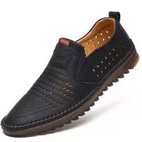 2025 new spring hollow casual leather shoes soft sole non-slip wear-resistant lazy one-pedal men's shoes 44 balta