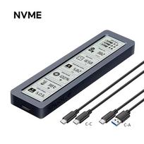 M.2 NVMe SATA SSD dėklas Dvigubo protokolo išmanusis SSD dėklas su ekranu USB 3.2 Gen 2 10Gbps SSD adapteris PC NVME PCIE NGFF SATA SSD disko dėžutė NVME