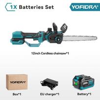 YOFIDRA Šepetėlių neturintis teleskopinis kotas Elektrinis grandininis pjūklas Aukštų šakų Sodo medžio apdirbimas Genėjimo pjūklas 18V-21V baterijai 1 Battery EU Plug
