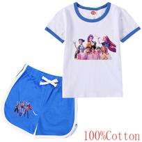 Vaikams Mergaitėms Anime Animacinis K-Pop Rumi Zoey Mira Spausdintas Laisvalaikio Trumpomis Rankovėmis Marškinėliai Šortai Drabužių Rinkinys 100cm geltona