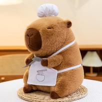 Šefo kapibara lėlė laiko duoną, sūrį, prijuostę, kapibara pliušinis žaislas, miegantis laikantis pagalvę 30Cm 0.2kg
