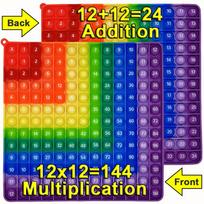 Priekis 12x12 Galas 12+12 Daugyba Sudėtis Abi Pusės Pop Fidget Žaislai, Vaivorykštės Spalvų Stumdomi Burbuliukai Matematiniai Edukaciniai Žaislai blue