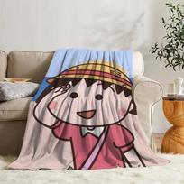 Antklodės Chibi Maruko-chan Nordic Kelioninė Purri Antklodė Lovai Stovyklavimui Dienos Miegui Miegamojo Sofos Dekoravimui Patalynė Minkštos Flanelinės Antklodės#(1) 75X95CM pilka spalva