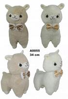 Minkštas pliušinis alpakos žaislas 34cm su raudona kaspinėle