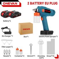 ONEVAN 100ML Elektrinis purškiklis Akumuliatorinis dažų purškiklis Įkraunamas Automobilių Baldų Plieno Galios įrankiai Skirtas Makita 18V 21V Baterijai 2 Battery-EU