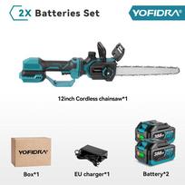 YOFIDRA Šepetėlių neturintis teleskopinis kotas Elektrinis grandininis pjūklas Aukštų šakų Sodo medžio apdirbimas Genėjimo pjūklas 18V-21V baterijai 2 Battery EU Plug