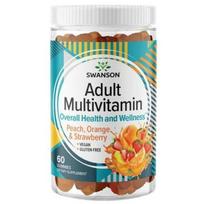 Swanson Suaugusiųjų multivitaminai, Persikų, Apelsinų ir St RAW uogų - 60 guminukų