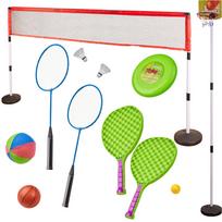 Sportinis vaikų rinkinys badmintonui, krepšiniui, tinkliniui, tenisui ir frisbee, 5 viename