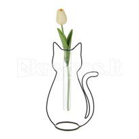Vaza „Cat Silhouette“, juoda, metalas/stiklas