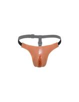 Silikoninės siaurikės Hidden Desire Open Vagina String, smėlio spalvos