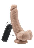 Vibruojantis dildo su sėklidėm ToyJoy Get Real, 22 cm, kūno spalva