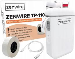Zenwire TP-110 mini nešiojamasis terminis spausdintuvas skirtas etiketėms Bluetooth USB-C