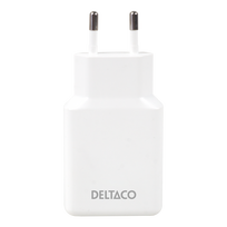 USB-C įkroviklis DELTACO, 5 W, 2x USB-C PD, plonas, 45 W, baltas / USBC-AC200 / 1903269