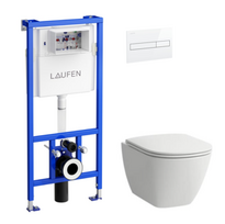Laufen komplektas LUA  Rimless wc su Slim SC sėdyne ir rėmu (klavišas baltas) KK LUA RIMLESS WH
