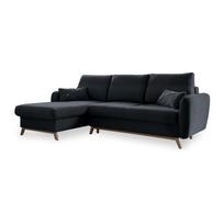 Tamsiai pilka kampinė sofa-lova Miuform Scandic Lagom, kairysis kampas